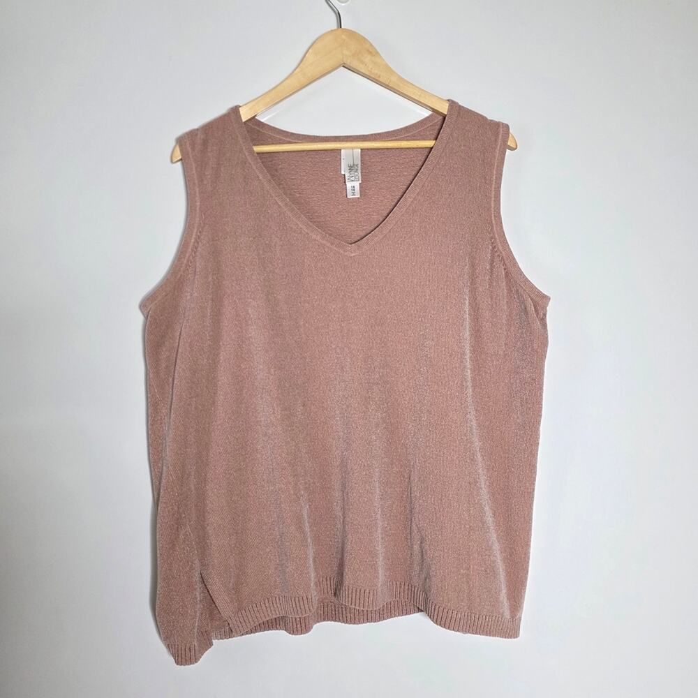 Wynne Lounge chenille Soft Pink Knit Top sweater vest Size 1x  Exc. Condition